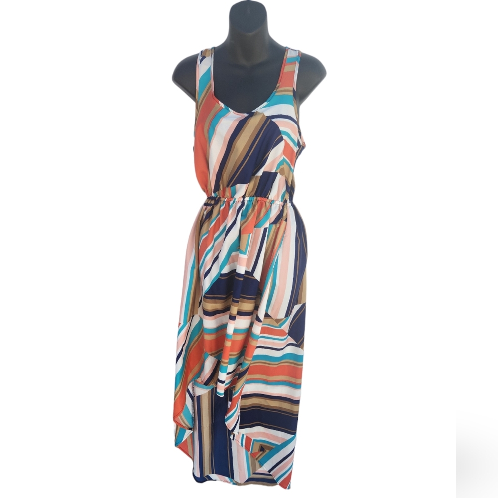 Xhilaration multi colored high low sleevless summer dress size S